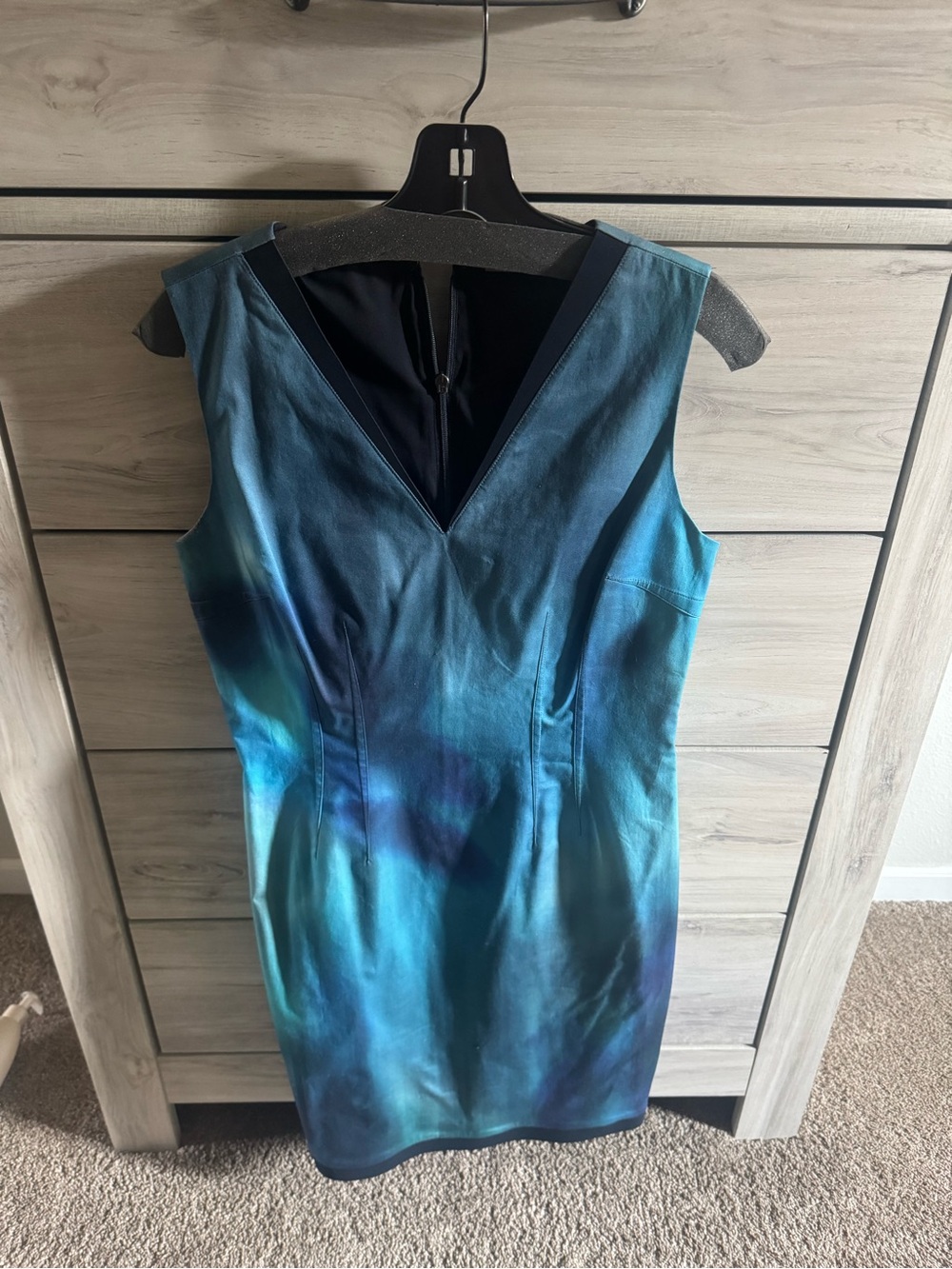Elie Tahari Teal and Navy Gradient Sheath Dress